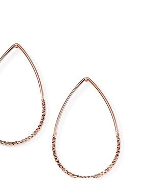 Park Lane Rose Gold Open Teardrop Hoop Earrings with Textured Edge